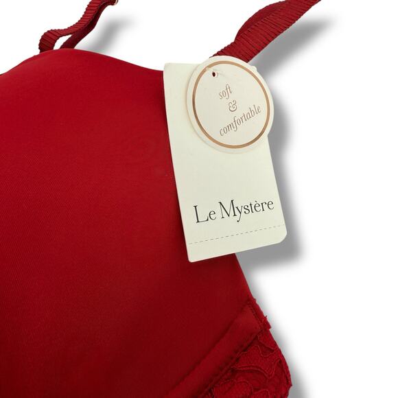 Le Mystère Lace Allure Soft Contour Bra Size 34DD Cherry Red Underwire - Picture 4 of 7